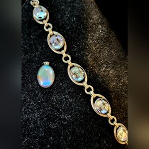 Vintage Butterfly Wing Bracelet & Sterling Pendant